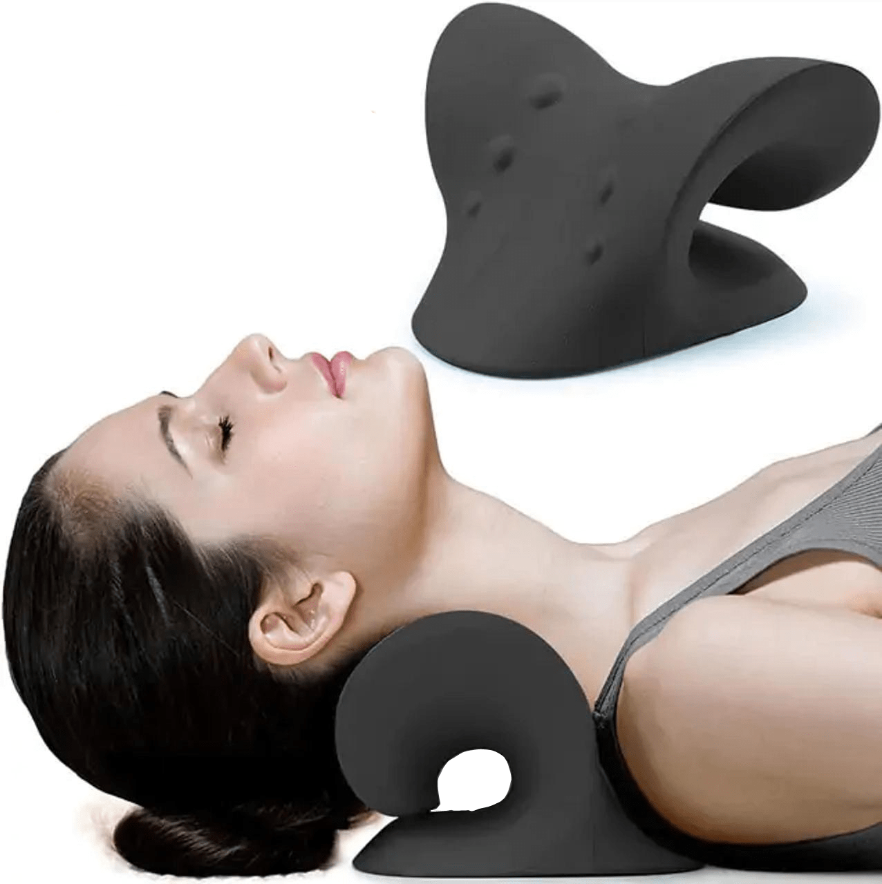 Just Like a Spa Black Elastic Neck Support Pillow