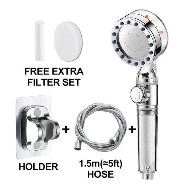 Just Like a Spa Transparent Set Turbocharged Shower Head