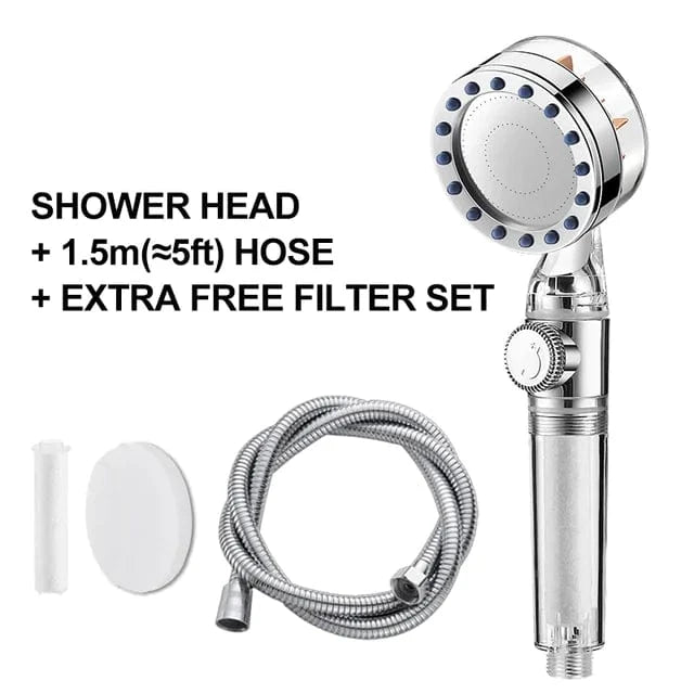 Just Like a Spa Transparent with Hose Turbocharged Shower Head