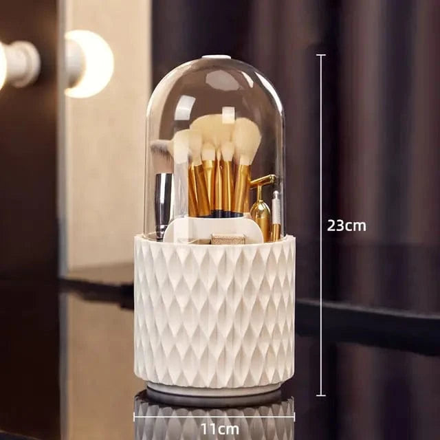 Just Like a Spa White Luxury Rotating Makeup Brush Storage